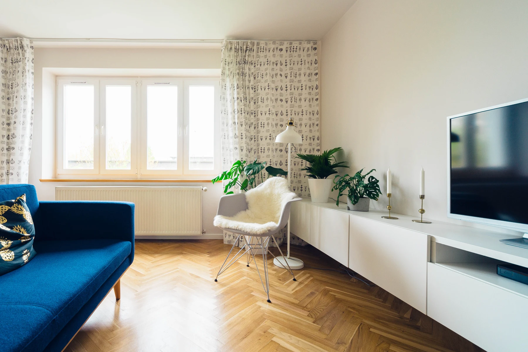 Stock photograph of a tidy living room